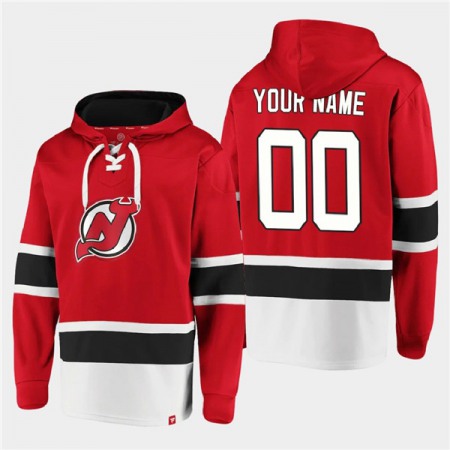 Men's New Jersey Devils Active Player Custom Red Ageless Must-Have Lace-Up Pullover Hoodie