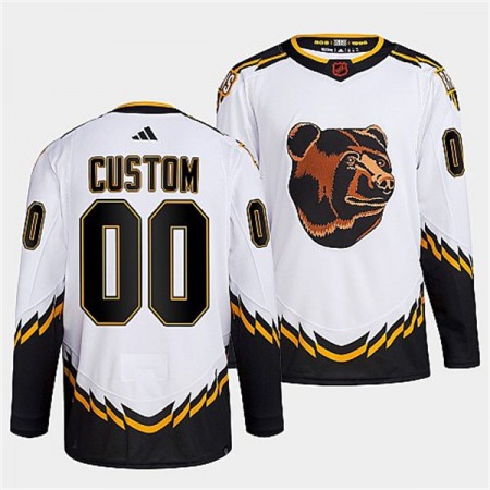 Men's Boston Bruins Custom White 2022-23 Reverse Retro Stitched Jersey