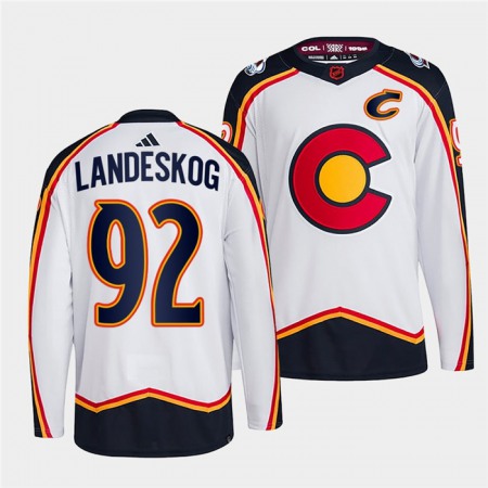 Men's Colorado Avalanche #92 Gabriel Landeskog White 2022-23 Reverse Retro Stitched Jersey Men's Colorado Avalanche #92 Gabriel Landeskog White 2022-23 Reverse Retro Stitched Jersey