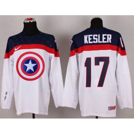 Olympic Team USA #17 Ryan Kesler White Captain America Fashion Stitched NHL Jersey