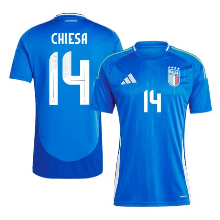 Men's CHIESA #14 Italy Home Replica Soccer Jersey EURO 2024