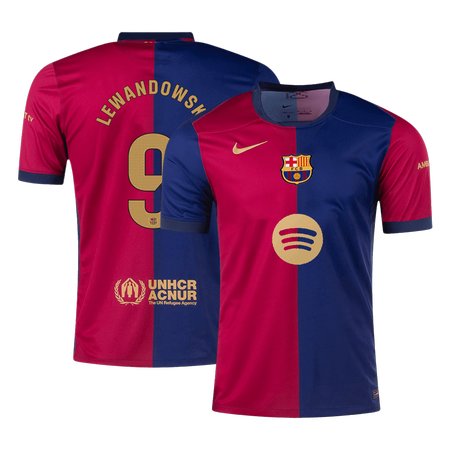 Men's LEWANDOWSKI #9 Barcelona Home Replica Soccer Jersey - Spotify Logo Without Text 2024/25 Men's LEWANDOWSKI #9 Barcelona Home Replica Soccer Jersey - Spotify Logo Without Text 2024/25
