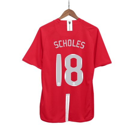 Men's SCHOLES #18 Manchester United Home Retro Soccer Jersey - UCL Final 2007/08 Men's SCHOLES #18 Manchester United Home Retro Soccer Jersey - UCL Final 2007/08