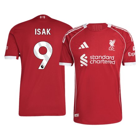 Men's ISAK #9 Liverpool Home Authentic Soccer Jersey 2025/26 Men's ISAK #9 Liverpool Home Authentic Soccer Jersey 2025/26