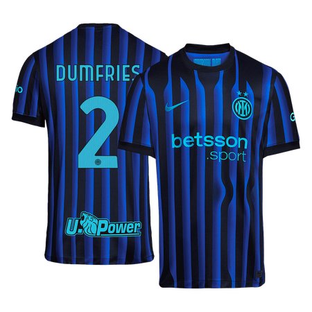 Men's DUMFRIES #2 Inter Milan Home Replica Soccer Jersey 2025/26