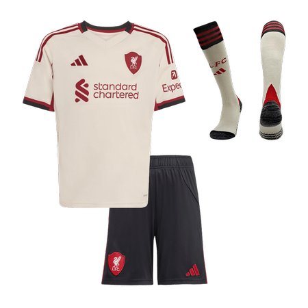 Kid's Liverpool Away Soccer Jersey Full Kit 2025/26