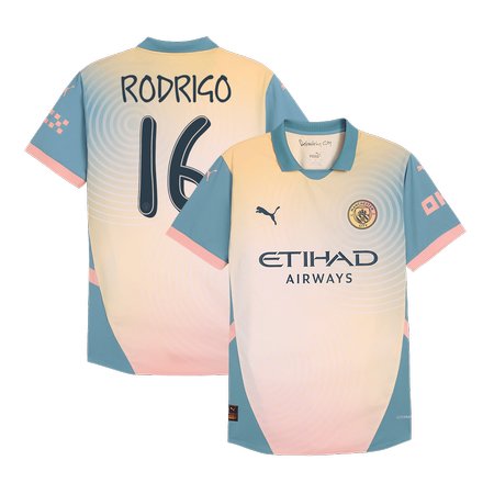 Men's RODRIGO #16 Manchester City Fourth Away Authentic Jersey 2024/25