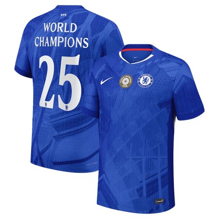 Men's WORLD CHAMPIONS #25 Chelsea Home Authentic Jersey 2025/26 Men's WORLD CHAMPIONS #25 Chelsea Home Authentic Jersey 2025/26