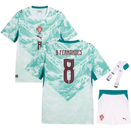 Kid's B.FERNANDES #8 Portugal Away Replica Jersey Full Kit World Cup 2026