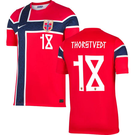 Men's THORSTVEDT #18 Norway Home Replica Jersey World Cup 2026