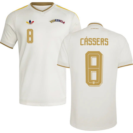 Kid's CÁSSERES JR. #8 Venezuela Away Replica Jersey World Cup 2026