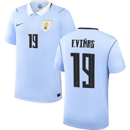 Kid's F.VIÑAS #19 Uruguay Home Replica Jersey World Cup 2026