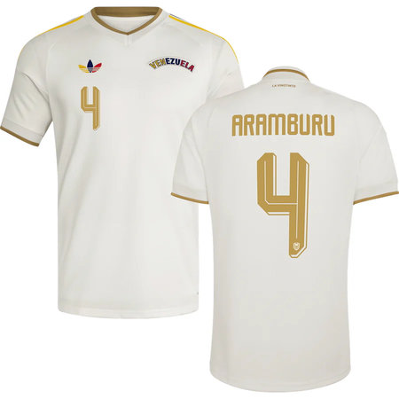 Kid's ARAMBURU #4 Venezuela Away Replica Jersey World Cup 2026