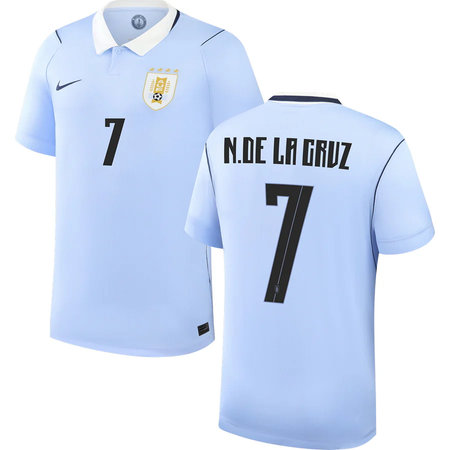 Kid's N.DE LA CRUZ #7 Uruguay Home Replica Jersey World Cup 2026