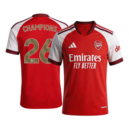 Men's CHAMPIONS #26 Arsenal Home Replica Soccer Jersey 2026/27